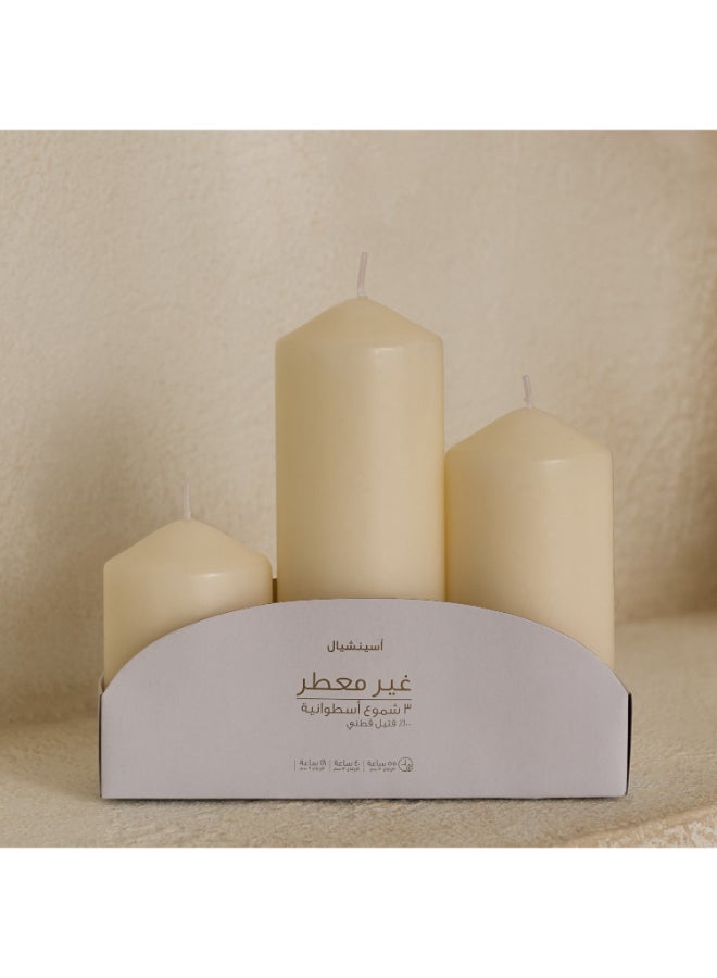 Home Box Luna Unscented Pillar Candle Set - Cream - 3 Pieces - Image 5